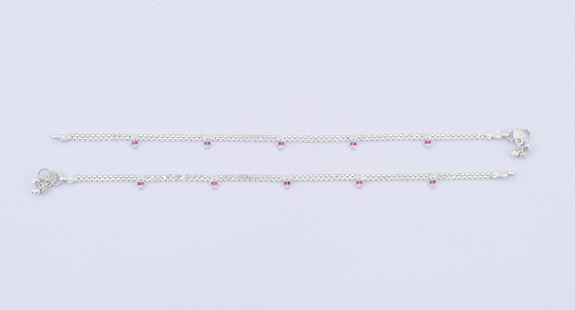 Pink Stone Silver Payal