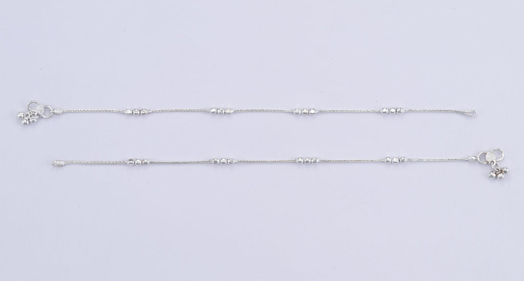 Silver Triple Beaded Payal